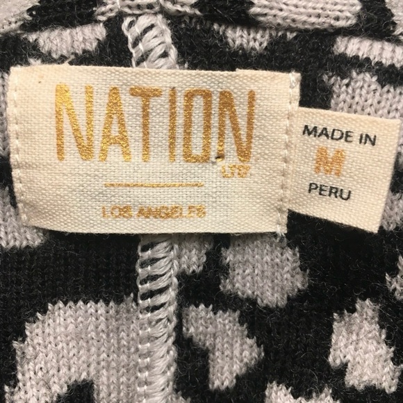 NATION LTD Kelly Blazer Leopard Cardigan Sweater Knit Jacket Wool Black Brown M - Picture 12 of 16